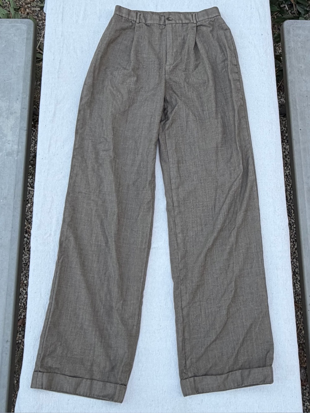 Vintage 90s Ralph Ralph Lauren 100% Wool Brown Trousers, Preppy Streetwear